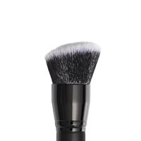 Kuas Foundation Bulat Bersudut Dua Sisi dengan Gagang Kayu dan Bulu Sintetis untuk Meratakan Kosmetik Cair, Bedak, Concealer, dan Blush