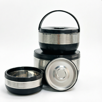 Ensemble de 3 chauffe-plats portables personnalisables avec logo, 2L, 5L, 9L, en acier inoxydable isolé, avec poignée