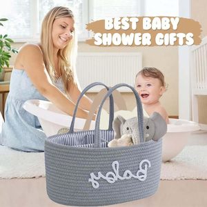 Custom Pattern Modern Cotton Rope Folding Diaper Basket Dry Wet Separation Storage with Removable Lining for Laundry Use - Product Image 5