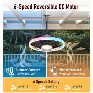 20" IP65 Weatherproof Outdoor LED Ceiling Fan with Light, App Control, 3CCT Dimmable for Patio, Porch, Pergola, Gazebo, Canopy - Product Image 5