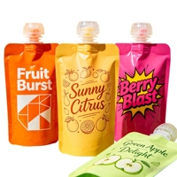Pochette à bec verseur personnalisée transparente Doypack colorée avec bouchon à vis pour jus, smoothies, milkshakes et autres boissons