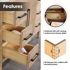 Mueble de baño de madera estilo escandinavo SENYUS con gabinete de almacenamiento y tiradores metálicos - Product Image 3