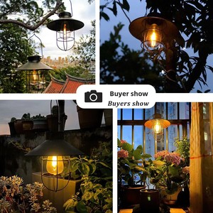 Solar al aire libre hierro arte tungsteno lámpara jardín Camping balcón colgante atmósfera decoración noche Luz - Product Image 4