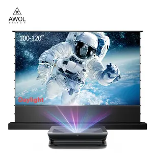 Awol tầm nhìn laser chiếu và 120 "alr ánh sáng ban ngày Màn hình bó, siêu ngắn ném Ba laser chiếu 4K với màn hình