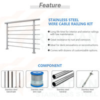 Garde-corps de balcon et d'escalier en acier inoxydable pour patio, fixation au sol, grille invisible, pour extérieur, villa, câble 316 304 5mm, poteau noir