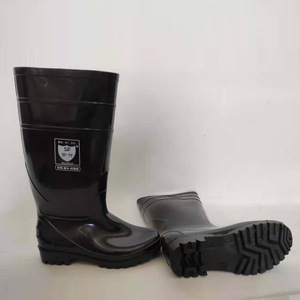 Botas de lluvia Zixi de punta redonda, impermeables, antideslizantes, de plástico SGS, con forro de piel sintética, moldeadas por inyección, negras, de caña alta para hombre. - Product Image 2