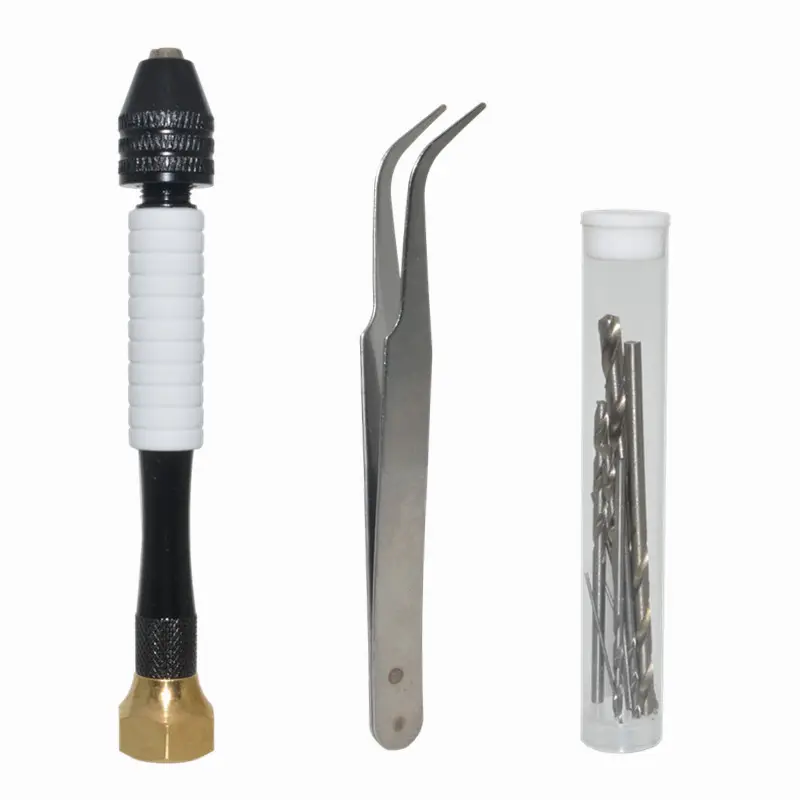 0.3-3.4mm Mini Micro Aluminum Hand Drill With Keyless Chuck HSS Steel Twist Woodworking Drilling Rotary Tools Hand Drill set