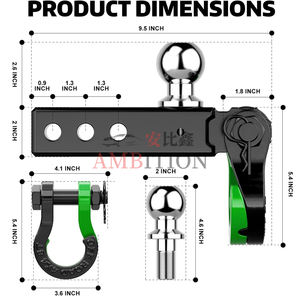Soporte de <span class=keywords><strong>bola</strong></span> de enganche AMBITION con grillete de recuperación de 3/4 pulgadas, pasador de enganche con bloqueo y <span class=keywords><strong>bola</strong></span> de enganche de 2 pulgadas, compatible con receptor de enganche de 2 pulgadas - Product Image 2