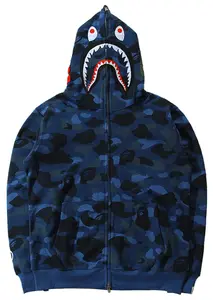Shark Reißverschluss Hoodie 100 % Baumwolle Hip Hop Sweatshirt Streetwear Damen Unisex Herren Hoodies