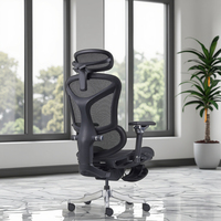 Chaise unique avec accoudoir en aluminium 6D entièrement maillé Chaise de bureau ergonomique Chaise de jeu avec repose-pieds
