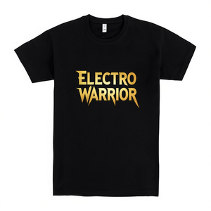 T-shirt Electro Warrior con stampa nera e oro, unisex, taglia adulto M L XL XXL - Product Image 2