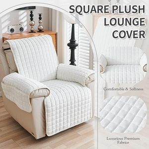 Funda de sillón reclinable acolchada de imitación de lana, lavable y personalizable, con bolsillos laterales para sillones reclinables grandes tipo Lazy Boy - Product Image 2