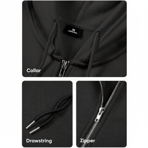 Sweats à capuche décontractés en coton pour hommes, avec cordon de serrage, fermeture éclair intégrale, polaire, tailles XXS à 6XL, style zippé imprimé à l'écran, anti-plis - Product Image 1