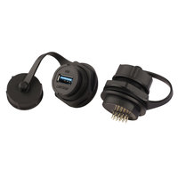 LSHITECH Cable Industrial USB 2.0/3.0 Hembra a Macho, Impermeable IP68, 1m, Conexión de Alimentación, Terminales de Comunicación de Datos, Cobre, PC