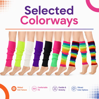 Guêtres tricotées colorées à rayures fluorescentes en acrylique pour femmes, idéales pour les fêtes costumées d'Halloween, chauffe-jambes montants