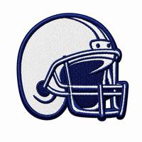 Écussons thermocollants de football personnalisés, patchs brodés pour casques, design bleu marine et blanc sur mesure, écussons universitaires pour uniformes sportifs