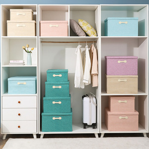 Clothing Organizer <b>Storage</b> <b>Box</b> Rectangle Foldable Morandi Color Cotton Linen Living Room Toy Snack <b>Storage</b> - Product Image 4