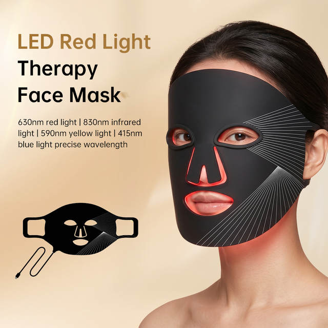 Red Blue Infrared LED Light Therapy Beauty Mask with Photon Therapy for Home Use Silicone Facial Mask