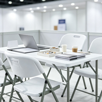 Tables de fête pliantes en plastique blanc de 4 pieds, légères, imperméables, pour banquets de mariage, événements extérieurs, gain de place, vente directe d'usine