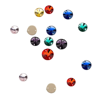 Vente en gros de strass à coudre Rivoli 8-14 mm, 15 pièces, cristal K9 de qualité supérieure, strass plats à coudre pour décorations de vêtements
