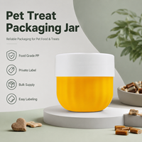 Vente en gros de pots d'emballage pour aliments pour animaux de compagnie en plastique PP de qualité alimentaire avec couvercle à vis, personnalisables avec logo, pour friandises et compléments pour chiens en vrac