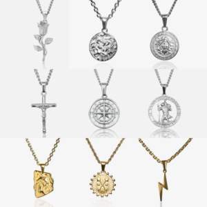 Collier avec pendentif Centurion romain sans ternissement, pendentif Face Off, or 18 carats, pièce de monnaie Méduse, bijoux grecs, pendentif Trident, chaîne à maillons - Product Image 4