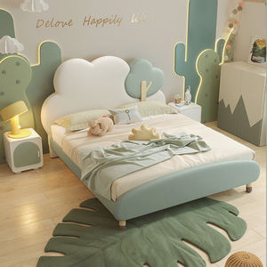 Lit pour enfants en cuir sur le thème de <span class=keywords><strong>la</strong></span> forêt: tête de lit nuage, accents mignons, idéal pour les petits amoureux de <span class=keywords><strong>la</strong></span> nature - Product Image 2