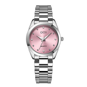 Elegante reloj de pulsera para mujer con esfera redonda con incrustaciones de diamantes, reloj de cuarzo con correa de acero. - Product Image 6