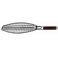 Panier à poisson à revêtement antiadhésif à manche en bois pour barbecue de camping de fête et outils de barbecue à viande rôtie grillée