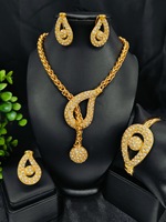 Parure de bijoux quatre pièces en alliage de diamant, best-seller transfrontalier, pour mariées européennes, américaines et africaines