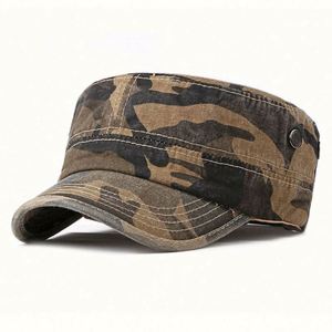 Casquette plate à 5 panneaux pas chère, style cadet, vintage, effet vieilli, camouflage, pour sports de plein air - Product Image 5