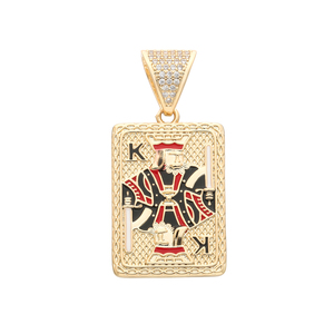 HP486 affascinante 14k oro re del Club ciondolo, semplice carta da gioco ciondolo, carta da gioco gioielli adatti per il regalo fidanzato - Product Image 1