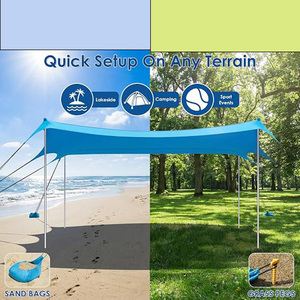 Tenda Parasole da Spiaggia Oxford Quattro Stagioni UPF 50+ con Sacchi di Sabbia Antivento Portatile per Campeggio e Pesca all'Aperto - Product Image 6