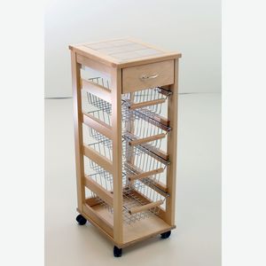 MASLEGNO Top-Performance Solid Beech Compact Trolley Drawer <b>Plastic</b> <b>Wheels</b> Iron Handles Modern Kitchens Durable Wood Lightweight - Product Image 1