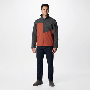 Veste softshell pour homme avec logo personnalisé sur le devant, col montant en toile, imperméable, idéale pour l'automne et les températures froides - Product Image 1