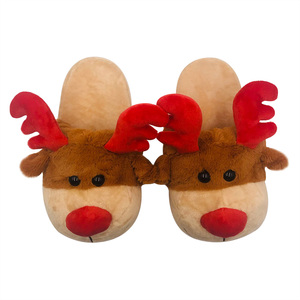Pantofole pelose di natale animale per le donne divertente cartone animato morbido peluche accogliente camera da letto invernale renne pelose pantofole animali - Product Image 2