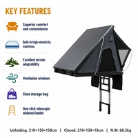 Carpa de Techo Triangular de Aluminio, Carcasa Rígida, Ultra Delgada de 18 cm, Plegable, 150 cm de Altura al Montar, Impermeable, para SUV, OEM