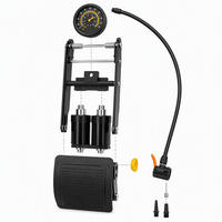 Adaptateur de buse de gonflage de pneu à double cylindre avec manomètre et aiguille pour ballons, pédale pliable en acier pour pompe à pied de voiture, VTT, vélo de route et de ville