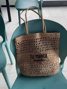 Borsa da spiaggia in paglia intrecciata a mano estiva a spalla singola con rete in maglia borsa da donna ecologica e alla moda per le vacanze - Product Image 3
