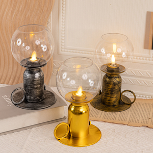 Plástico transparente redondo querosene lâmpada vela flameless LED vela retro querosene lâmpada home decor partido evento decoração interior - Product Image 3
