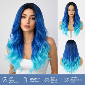 Peluca Sintética Premium de Ondas Largas para <span class=keywords><strong>Mujer</strong></span>, con Raya al Medio, para Fiestas, Cosplay, Festivales, <span class=keywords><strong>Carnaval</strong></span>, Disfraces, Venta al por Mayor, Personalizada - Product Image 1