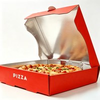 Boîte à pizza isolée en aluminium avec doublure en feuille d'aluminium, boîte d'emballage pour pizza résistante à la graisse, pour logo personnalisé, à emporter