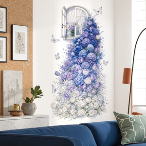 Adesivo Murale 3D con Ortensie Viola, Tulipani, Rose, Panda, Volpe, Coniglio e <span class=keywords><strong>Farfalle</strong></span>, Rimovibile, Autoadesivo, in PVC Resistente ai Raggi UV - Product Image 2