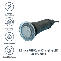 Lumière LED pour piscine de 1,5 pouce, style prise à connexion rapide, OEM d'usine, IP68, 12V, changeant de couleur, compatible avec Pentair Jandy