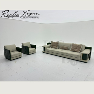 Juego de Sofás Chesterfield Modernos Renoidcas Keynes para Salas de Estar de Apartamentos - Soluciones para Espacios Pequeños con Esponja y Cuero Genuino - Product Image 1