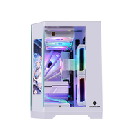 AntarcChill M-ATX Case Column-less Pure White Sea View Room Computer Case 360 Water Cooling LCD Screen Host Case