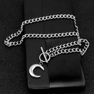 Hot Selling Exquisite <b>Titanium</b> Steel OT Buckle Moon Pendant Necklace Silver Plated Unisex's Necklaces Wholesale Jewelry Trendy - Product Image 4