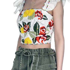 OEM Crop top sexy à fleurs brodées, nouvelle mode pour femmes - Product Image 2