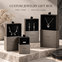 Boîte à tiroir rigide personnalisée en carton texturé avec languette de tirage pour présentoir à bijoux, pour bagues, boucles d'oreilles et colliers, avec marque privée