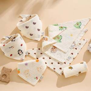 Unisex 100% Cotton <b>Muslin</b> <b>Baby</b> Bibs Bandana Drool Drooling Ruffled Bib with Snap Button Closure for Boys and Girls Teething - Product Image 2